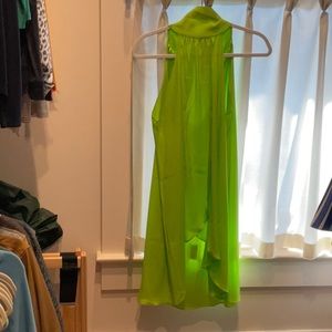 Silk Tie Neck Split Front Top